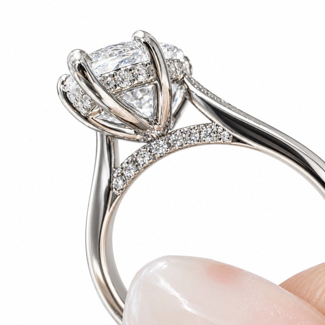 The Aurora marquise lab diamond engagement ring, view 6