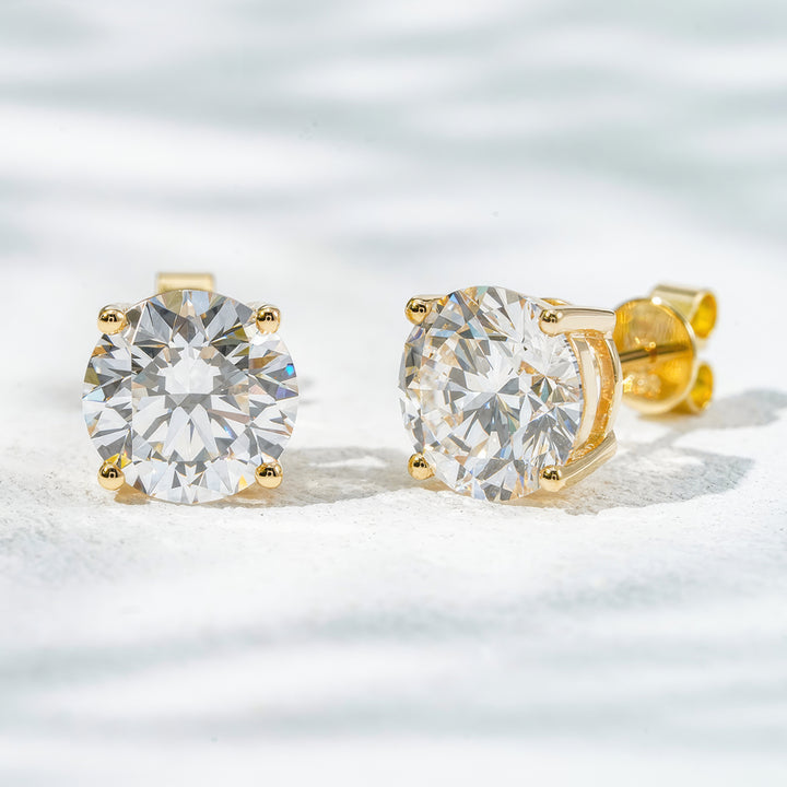 6.5mm, 2.00ct total Classic Four-Prong Diamond Earrings in 14K Gold or Platinum