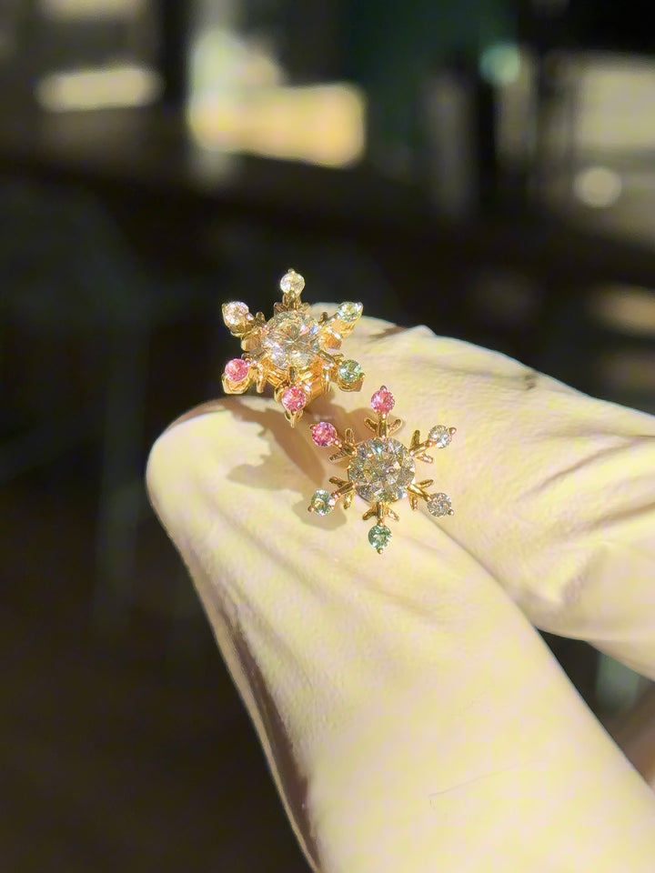 Snowflake Diamond Stud Earrings — 0.50ct Total