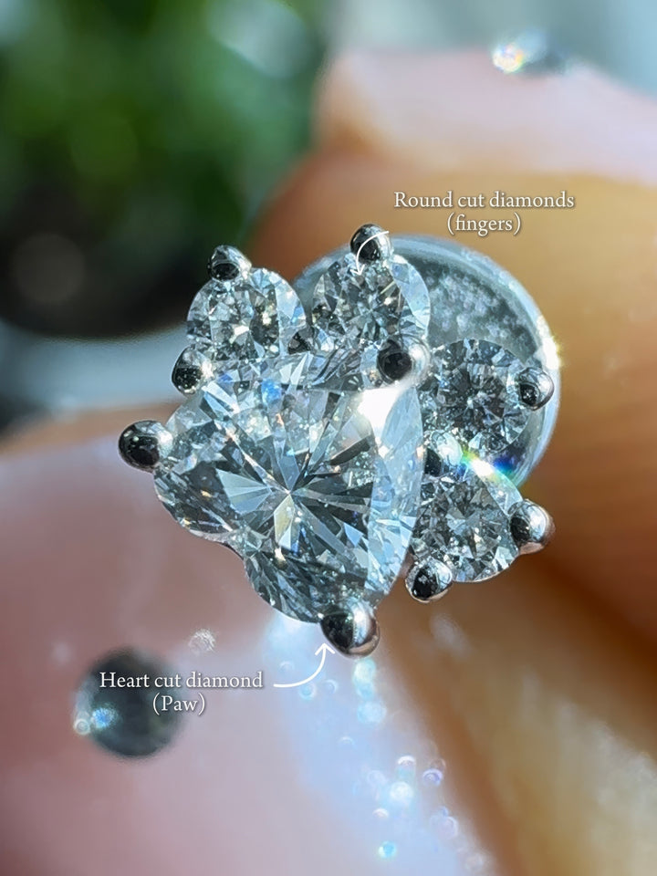 Diamond Paw Stud Earrings