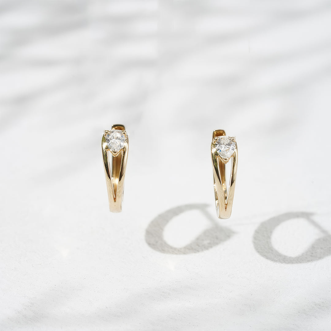 Pear Diamond Hoop Earrings
