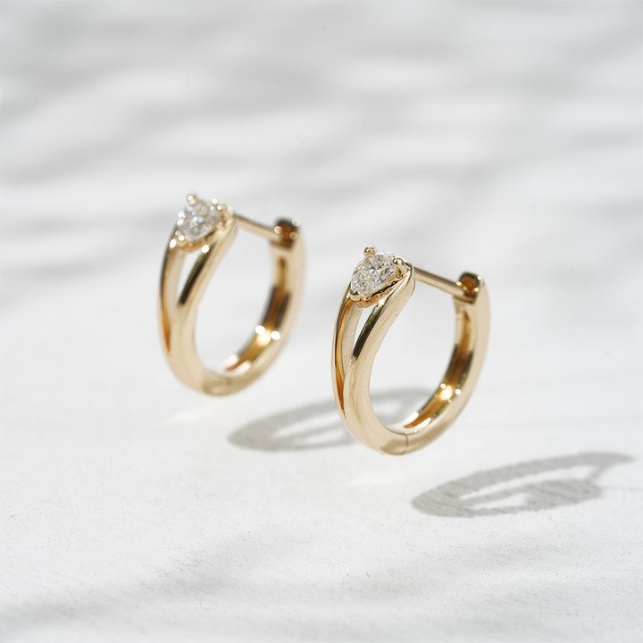 Pear Diamond Hoop Earrings