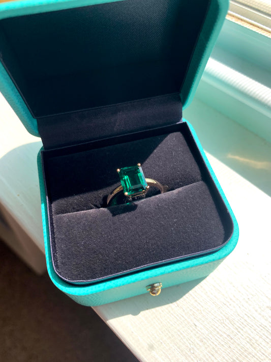 Customized™ 3ct Zambian Emerald Solitaire Ring in 14k Solid Yellow Gold