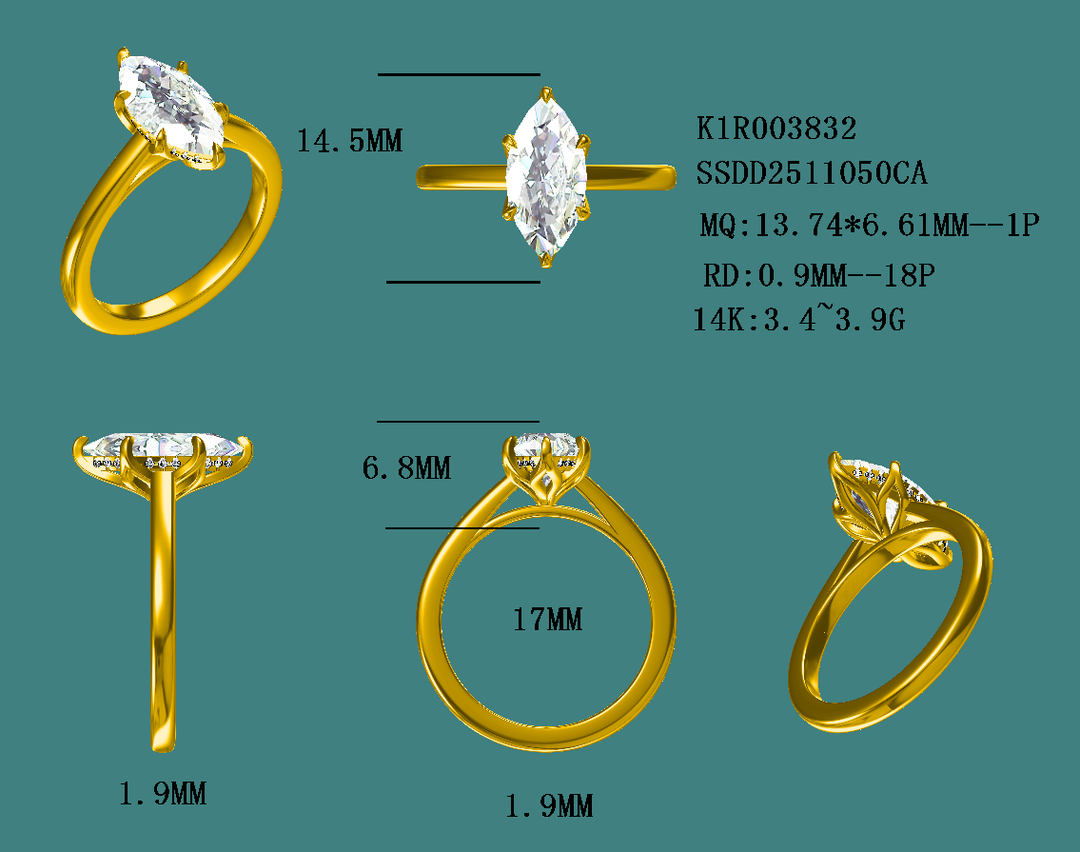 Final Balance — Custom Marquise Engagement Ring (Plain Band, 1.9mm) — Joshua