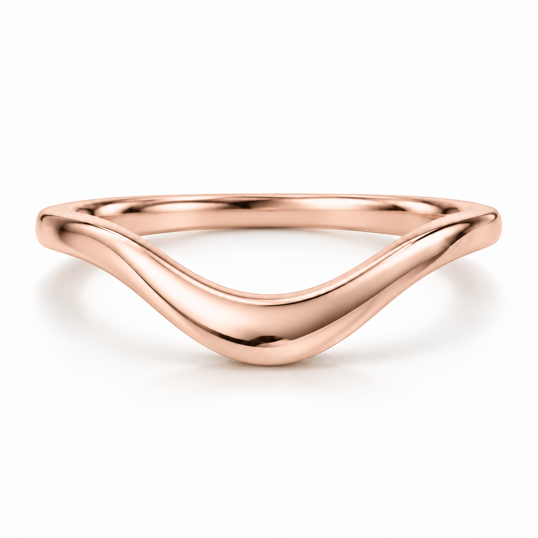 The Current sculpted contour wedding band in 14K rose gold, front view