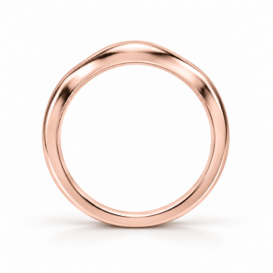 The Current sculpted contour wedding band in 14K rose gold, side profile