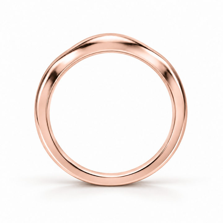 The Current sculpted contour wedding band in 14K rose gold, side profile