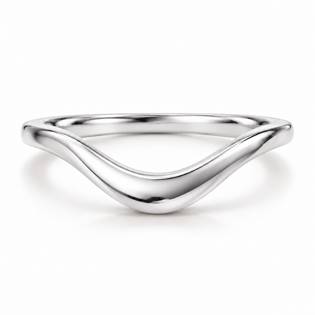 The Current sculpted contour wedding band in 14K white gold, front view