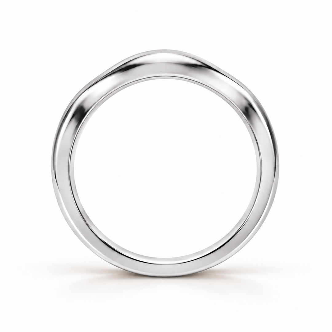 The Current sculpted contour wedding band in 14K white gold, side profile