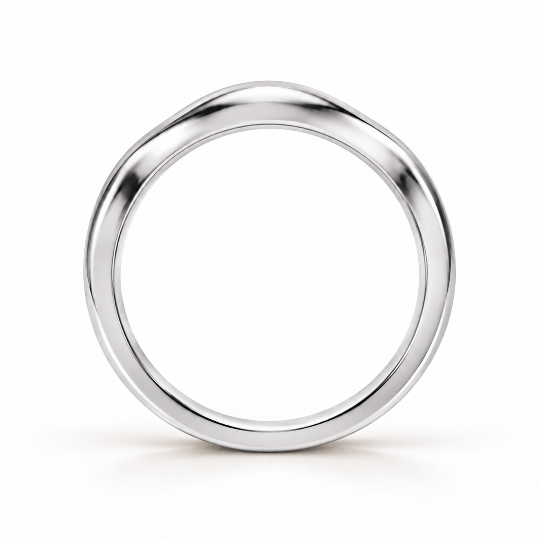 The Current sculpted contour wedding band in 14K white gold, side profile
