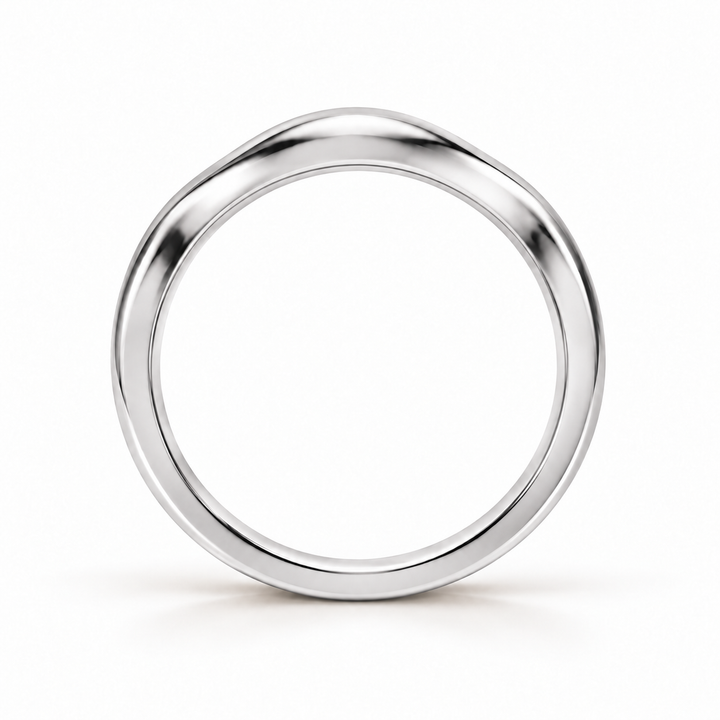The Current sculpted contour wedding band in 14K white gold, side profile