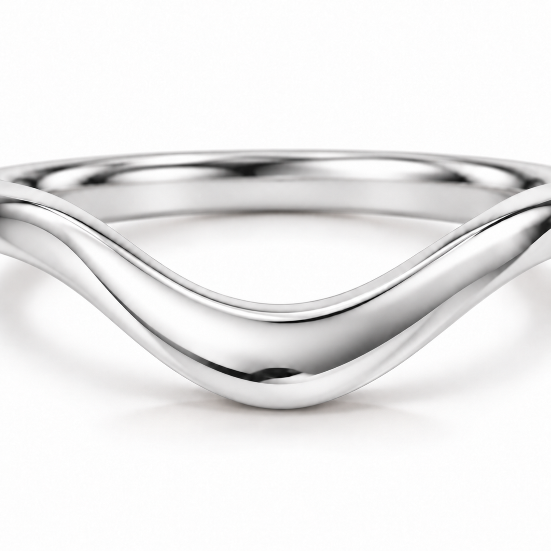 The Current sculpted contour wedding band in 14K white gold, close-up detail