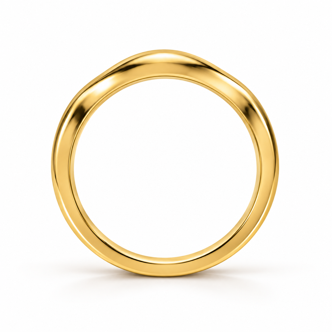 The Current sculpted contour wedding band in 14K yellow gold, side profile