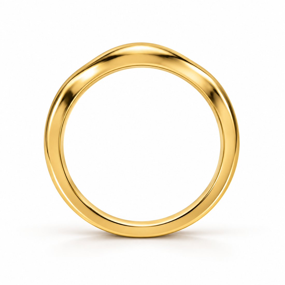 The Current sculpted contour wedding band in 14K yellow gold, side profile