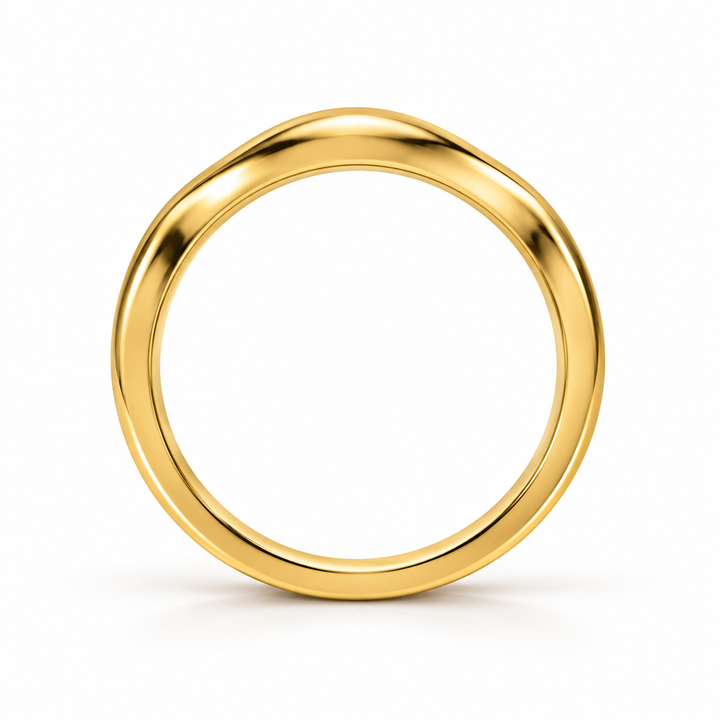 The Current sculpted contour wedding band in 14K yellow gold, side profile