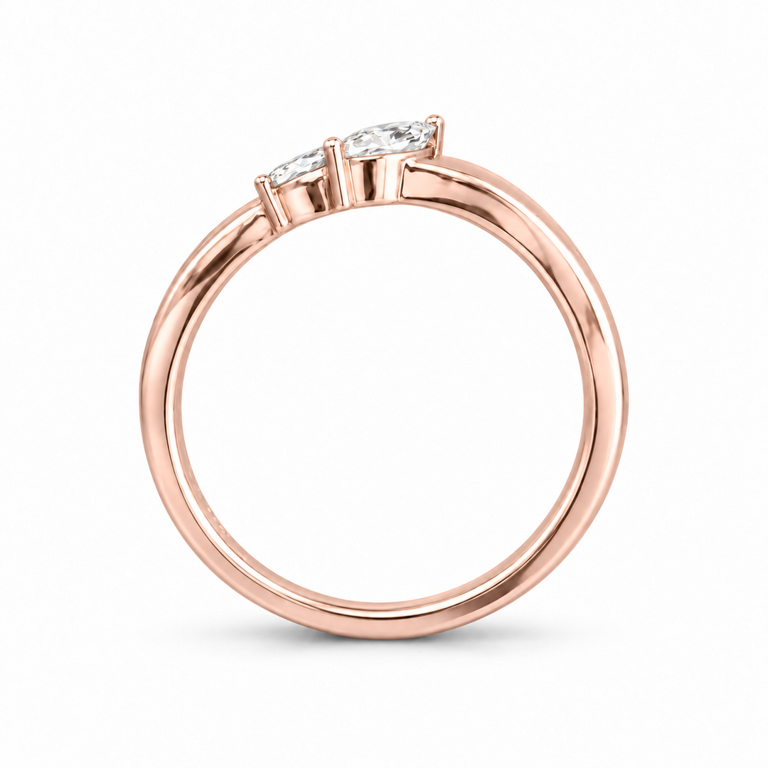 The Sprig marquise diamond contour wedding band in 14K rose gold, side profile