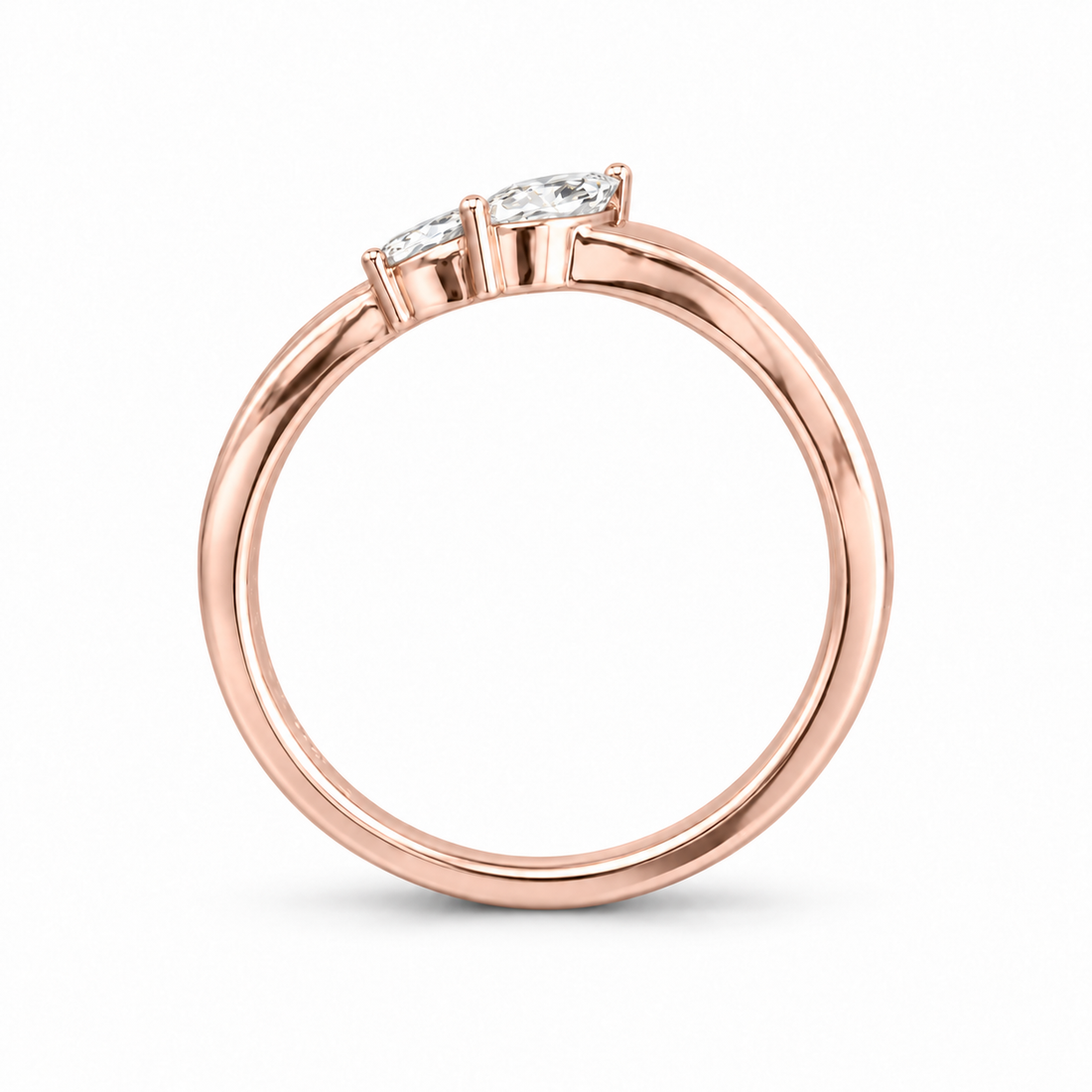 The Sprig marquise diamond contour wedding band in 14K rose gold, side profile