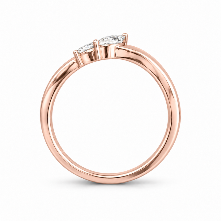 The Sprig marquise diamond contour wedding band in 14K rose gold, side profile