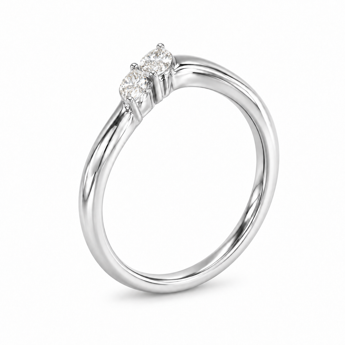 The Sprig marquise diamond contour wedding band in 14K white gold, three-quarter view