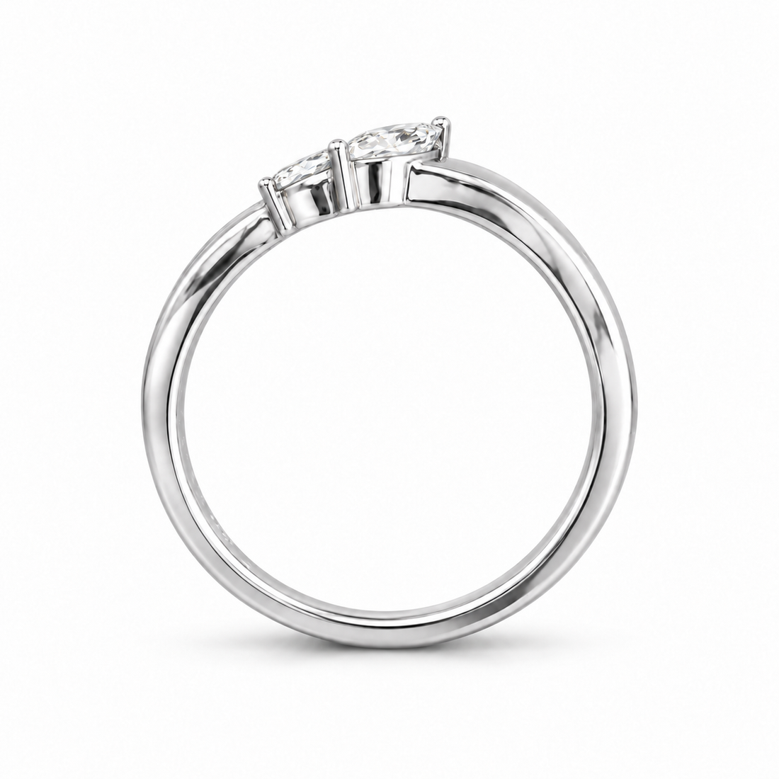 The Sprig marquise diamond contour wedding band in 14K white gold, side profile