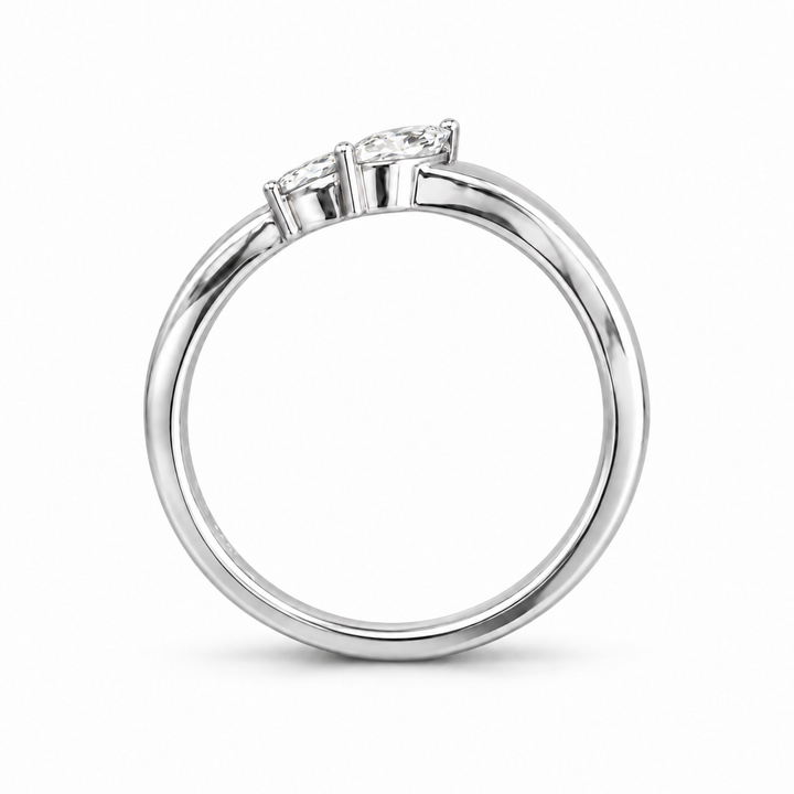 The Sprig marquise diamond contour wedding band in 14K white gold, side profile