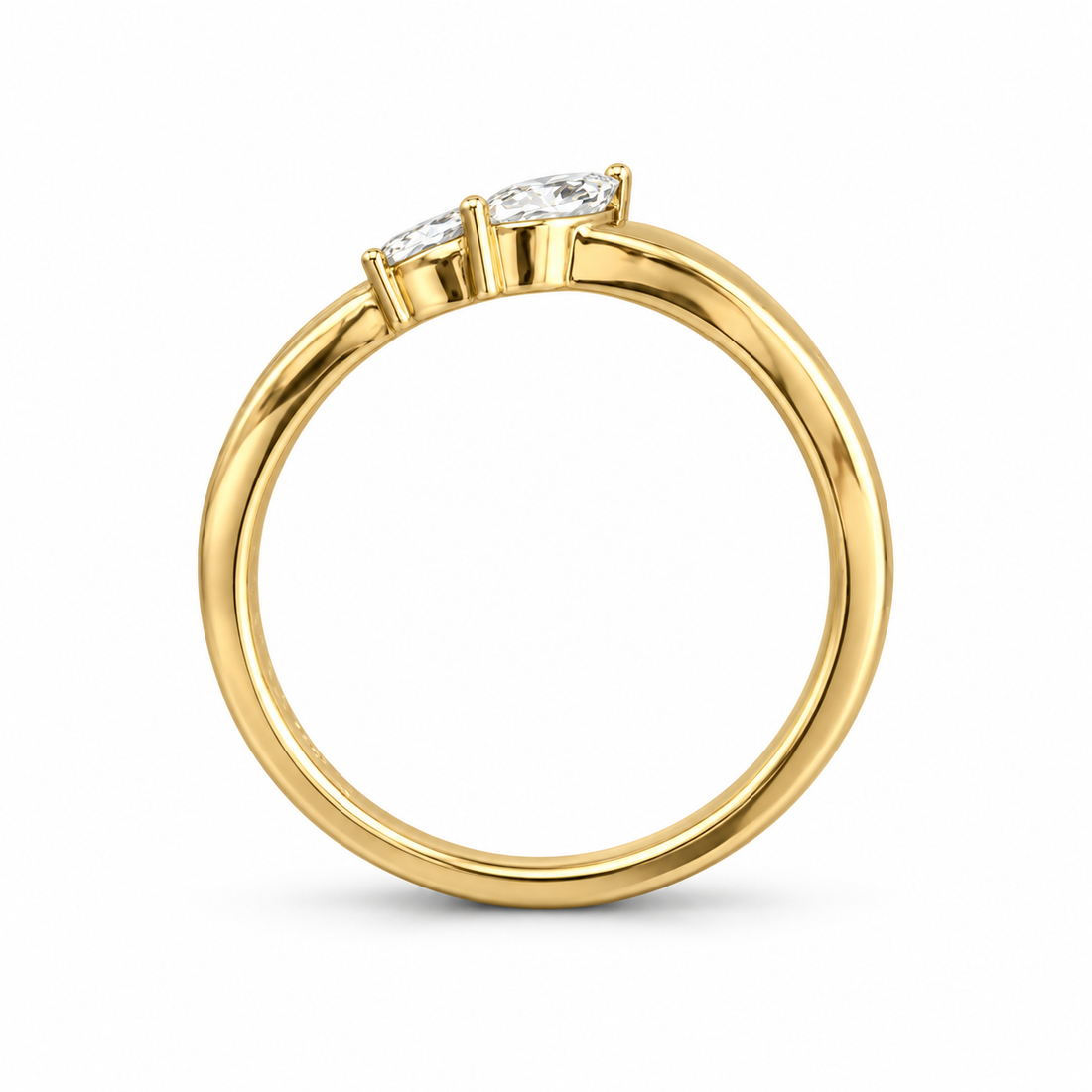 The Sprig marquise diamond contour wedding band in 14K yellow gold, side profile