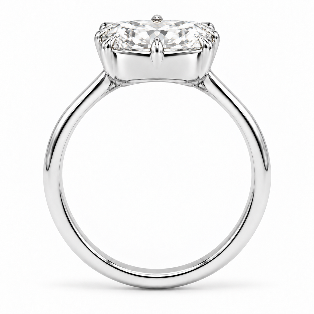 The Camellia east-west cushion lab diamond ring in 14K white gold, side profile