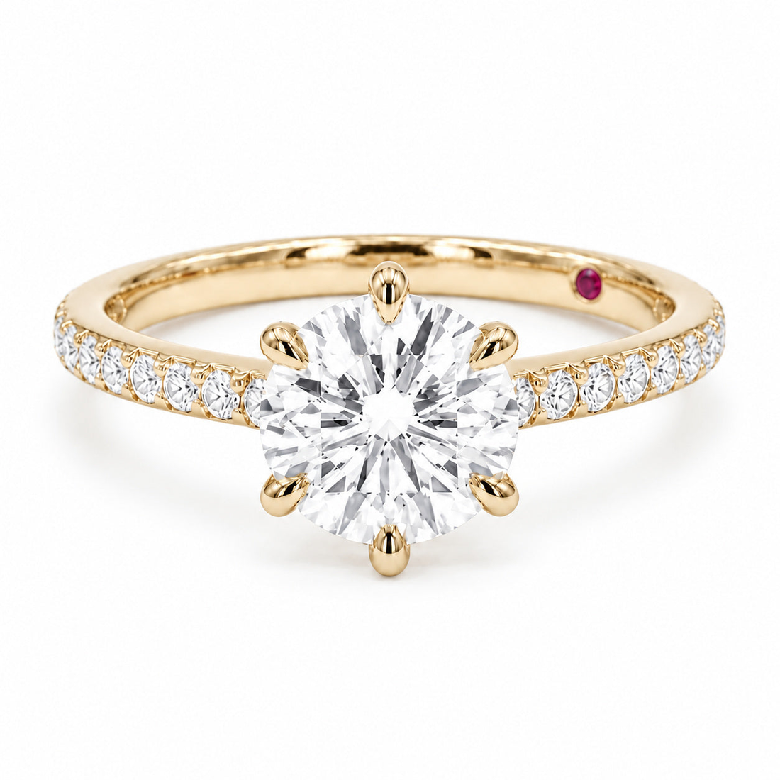 The Crown round lab diamond engagement ring in 14K yellow gold