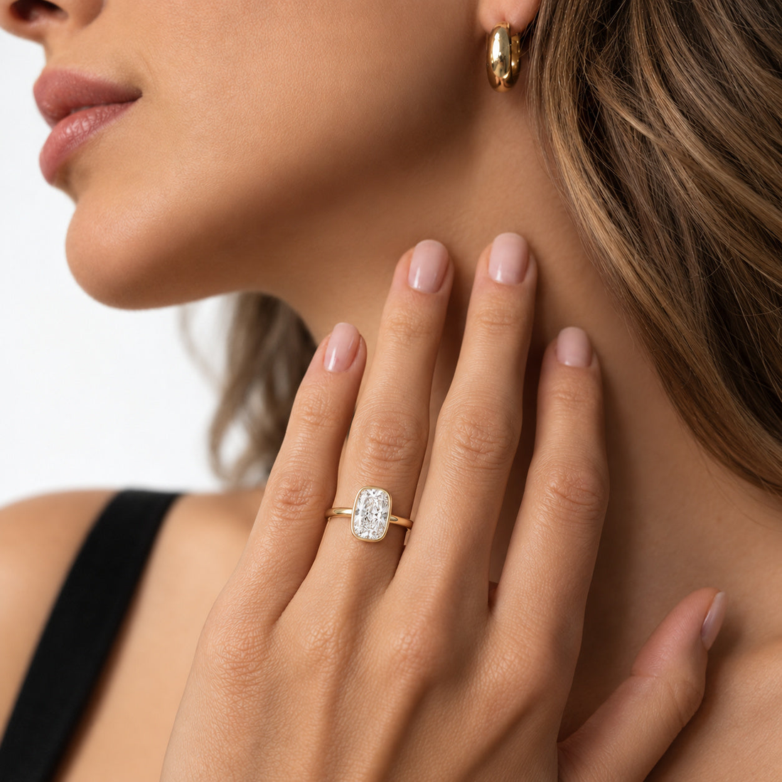 The Frame bezel-set lab diamond engagement ring, view 3