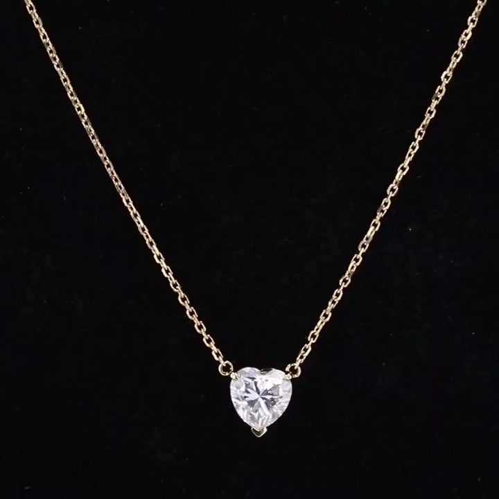 6.5*6.5mm Heart Cut Moissanite Pendant Necklace in 14K Solid Yellow Gold