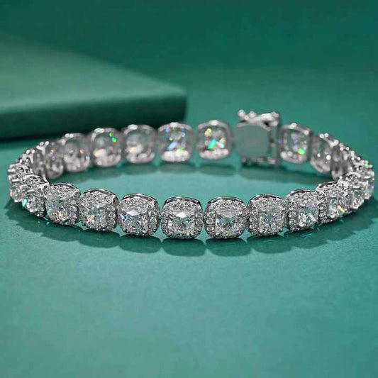Cushion Diamond 14k Gold Tennis Bracelet/Chain