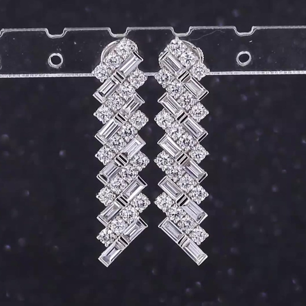 Party Queen Diamond Dangle Earrings in 14k Solid White Gold