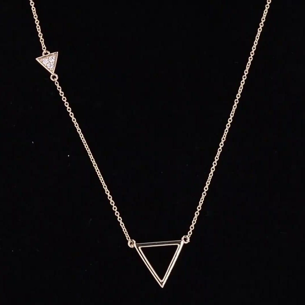 Triangle Pendant with Lab Grown Diamond Accent Necklace in 14K Yellow Gold
