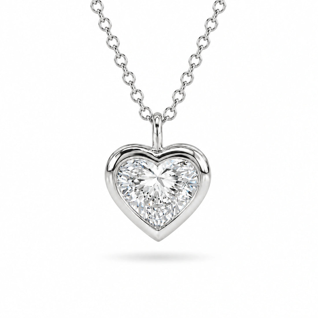 Bezel-Set Heart Lab Diamond Pendant in 14K White Gold