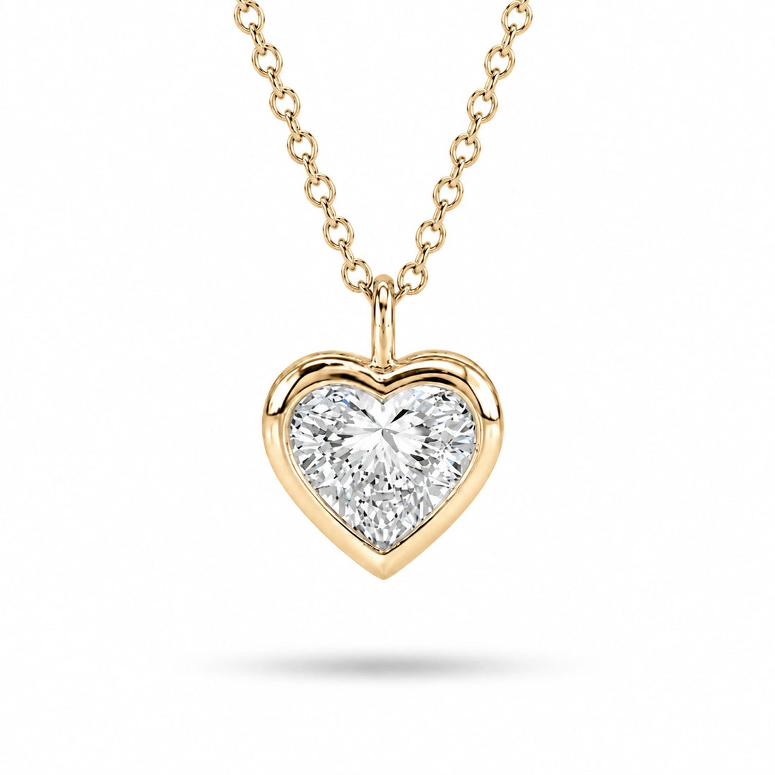 Bezel-Set Heart Lab Diamond Pendant in 14K Yellow Gold
