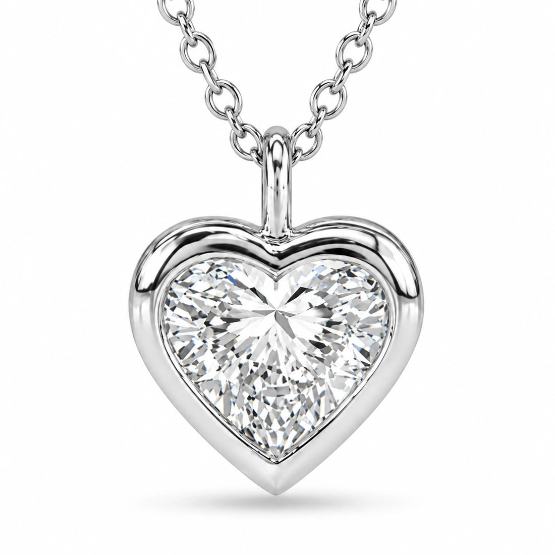 Bezel-Set Heart Lab Diamond Pendant close-up detail