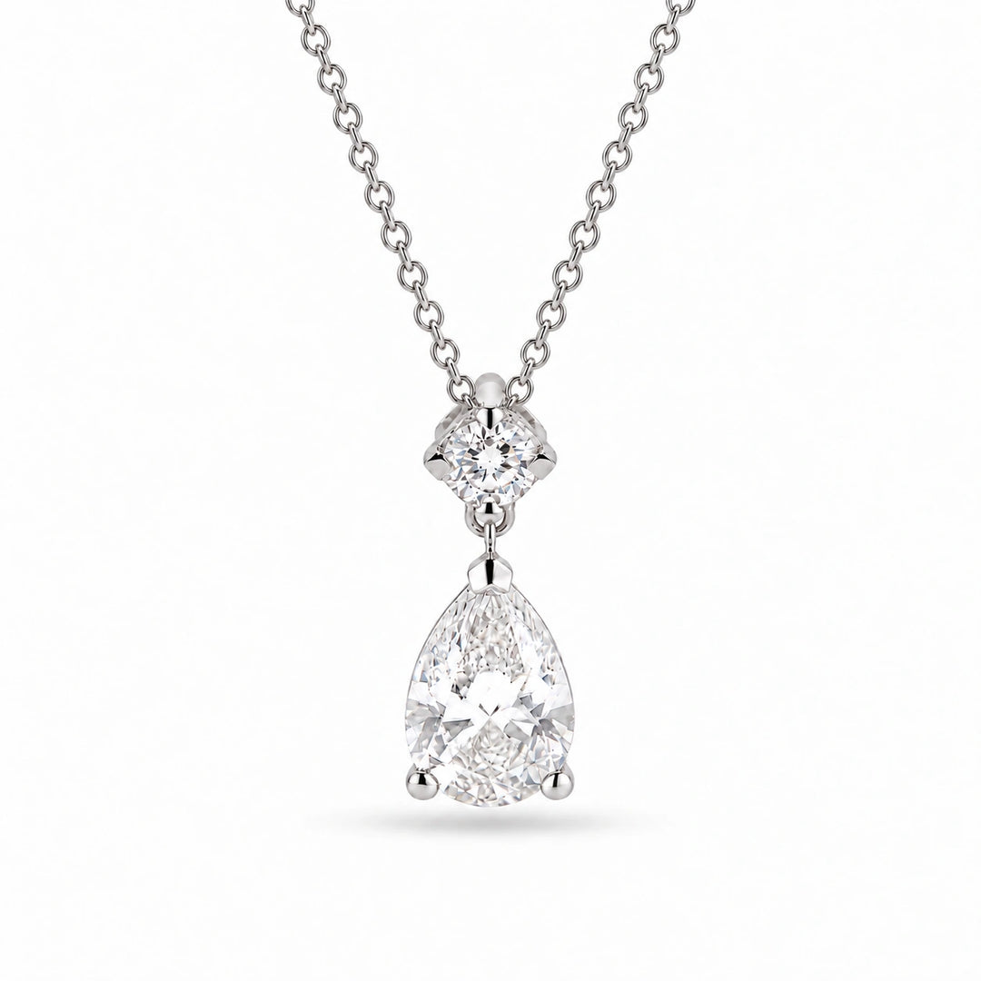 Lumière Drop Pear Lab Diamond Pendant in Platinum 950, product visualization