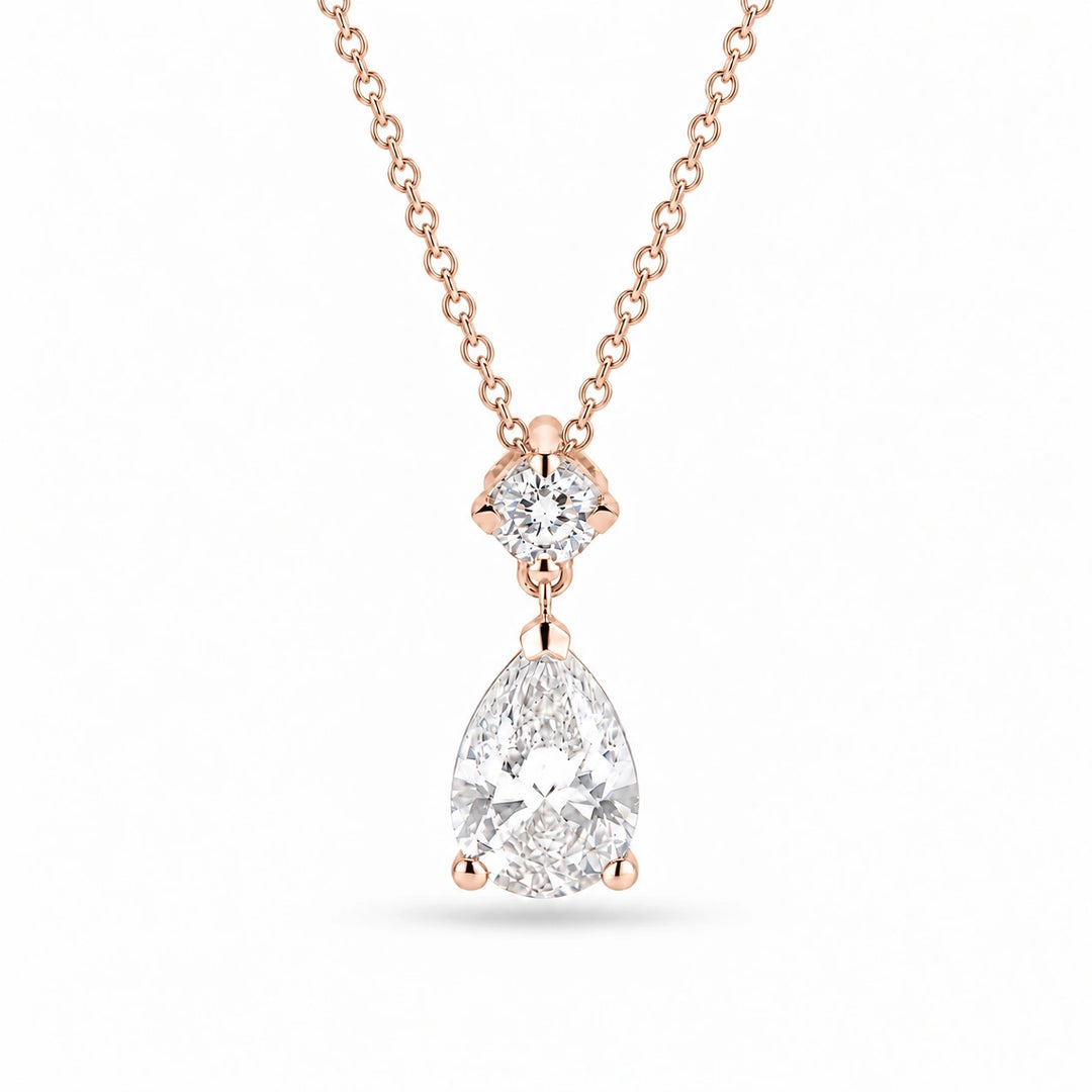 Lumière Drop Pear Lab Diamond Pendant in 14K Rose Gold, product visualization