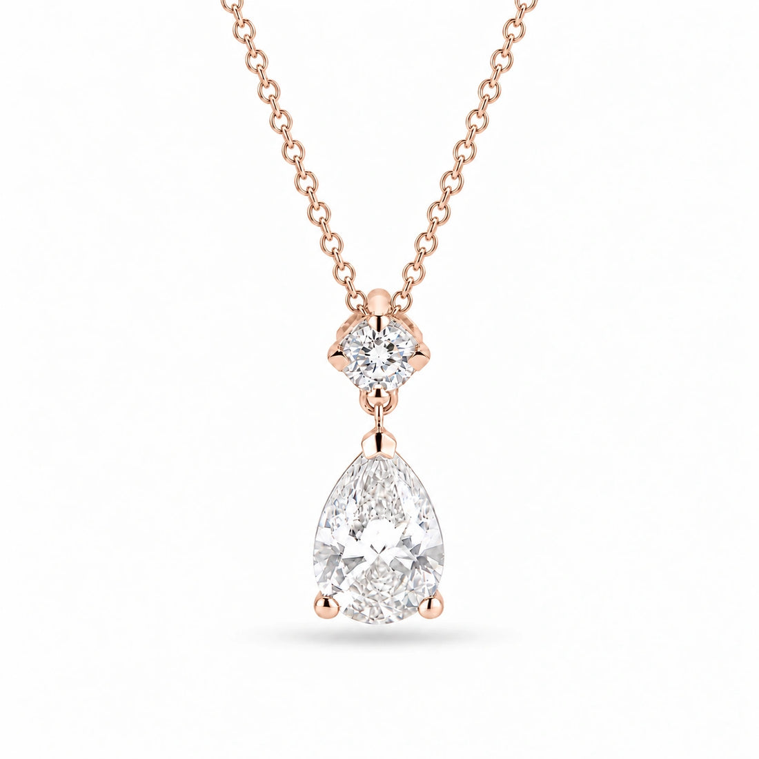Lumière Drop Pear Lab Diamond Pendant in 14K Rose Gold