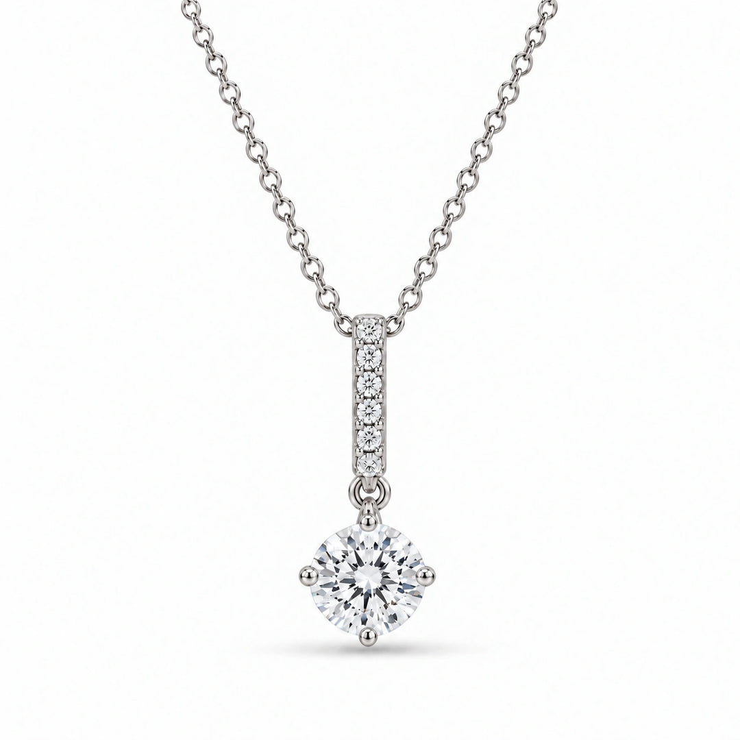 Pavé Bail Round Lab Diamond Pendant 0.40ctw in Platinum 950, product visualization