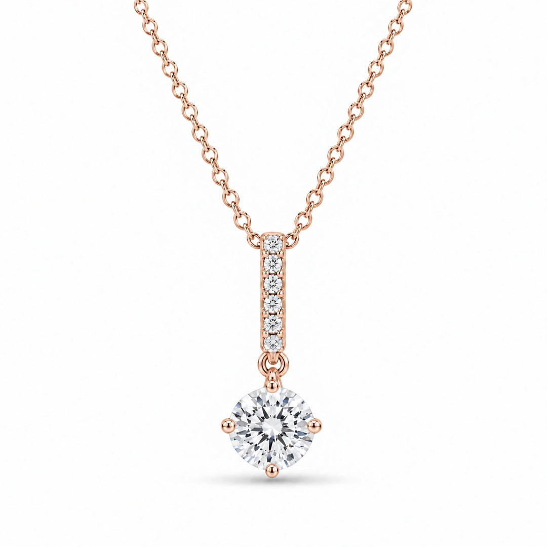 Pavé Bail Round Lab Diamond Pendant 0.40ctw in 14K Rose Gold, product visualization
