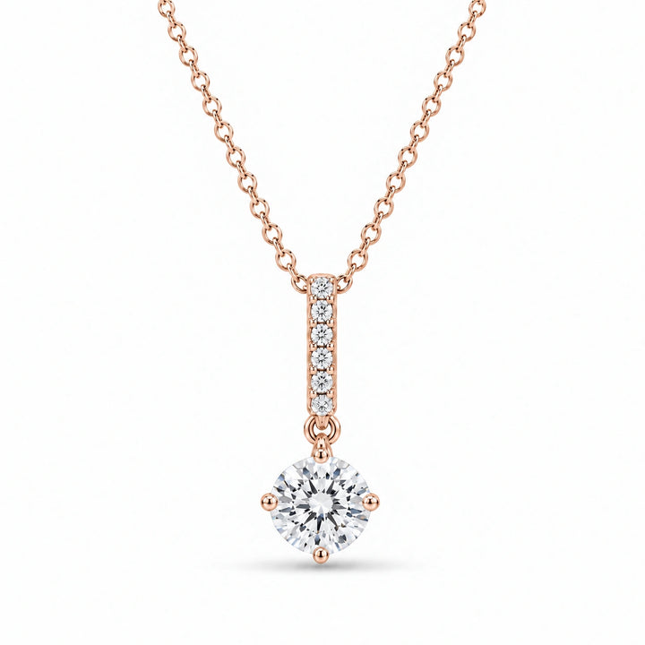 Pavé Bail Round Lab Diamond Pendant 0.40ctw in 14K Rose Gold, product visualization