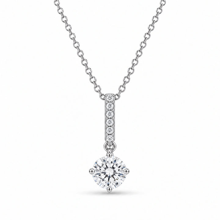 Pavé Bail Round Lab Diamond Pendant 0.40ctw in 14K White Gold, product visualization