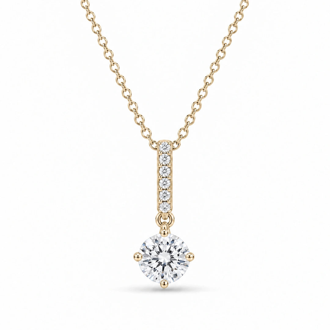 Pavé Bail Round Lab Diamond Pendant 0.40ctw in 14K Yellow Gold, product visualization