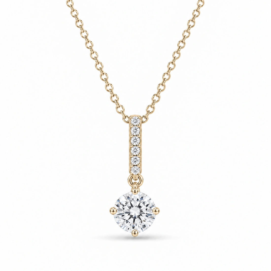 Pavé Bail Round Lab Diamond Pendant 0.40ctw in 14K Yellow Gold