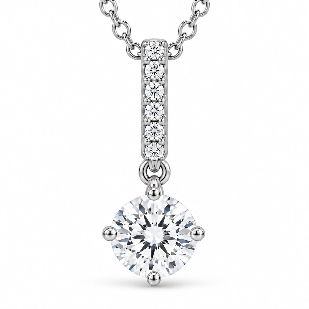 Pavé Bail Round Lab Diamond Pendant 0.40ctw close-up detail, product visualization