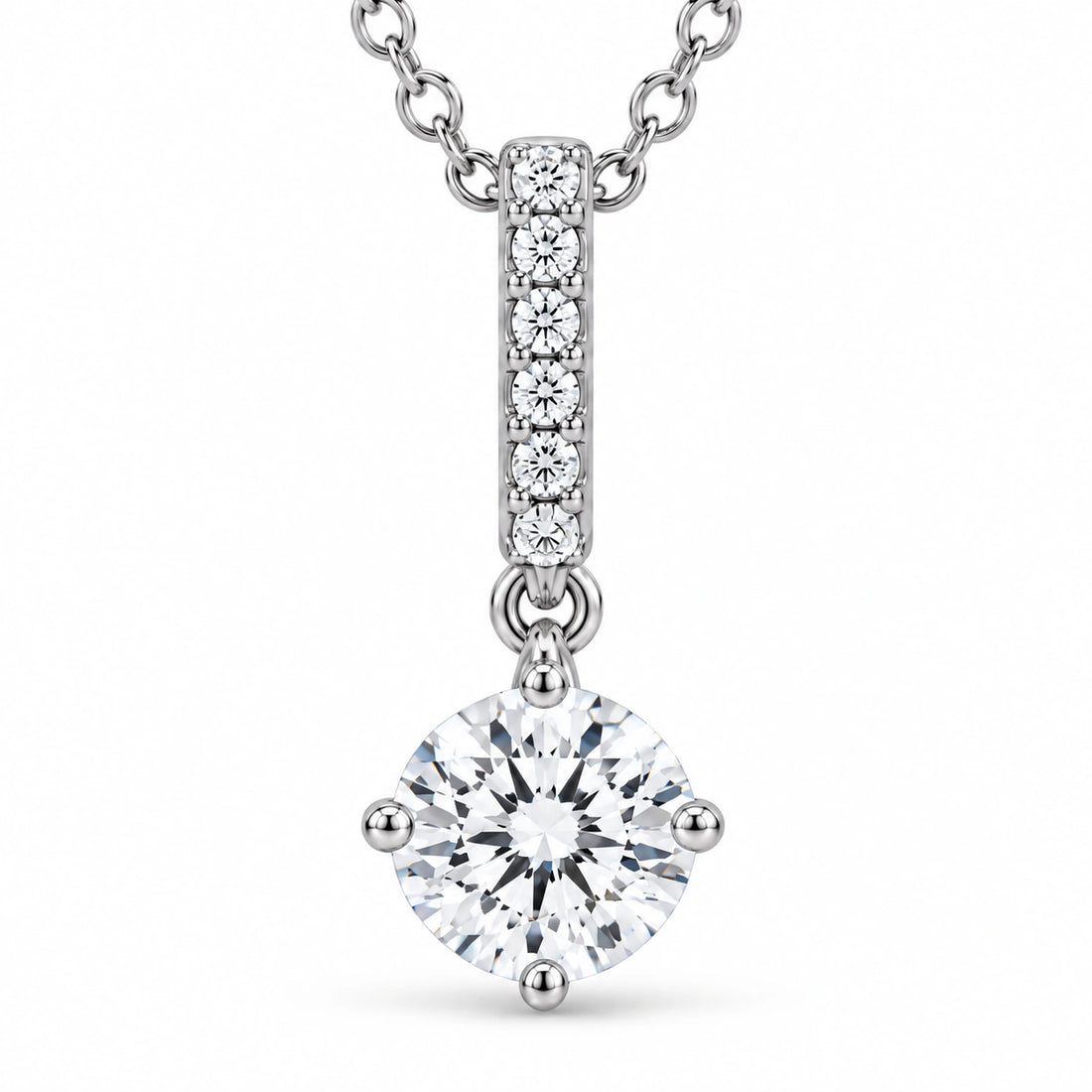 Pavé Bail Round Lab Diamond Pendant 0.40ctw close-up detail