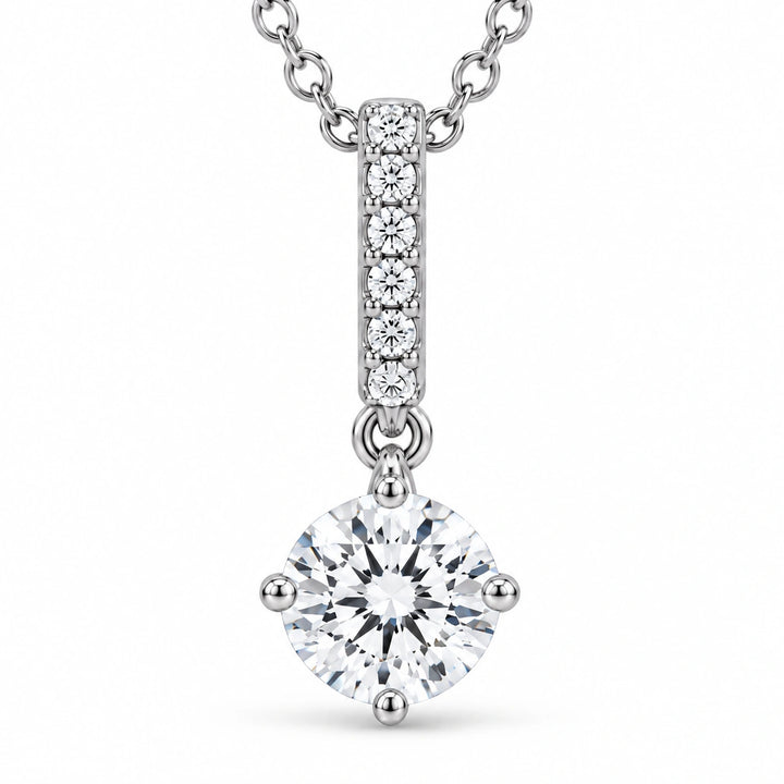 Pavé Bail Round Lab Diamond Pendant 0.40ctw close-up detail, product visualization