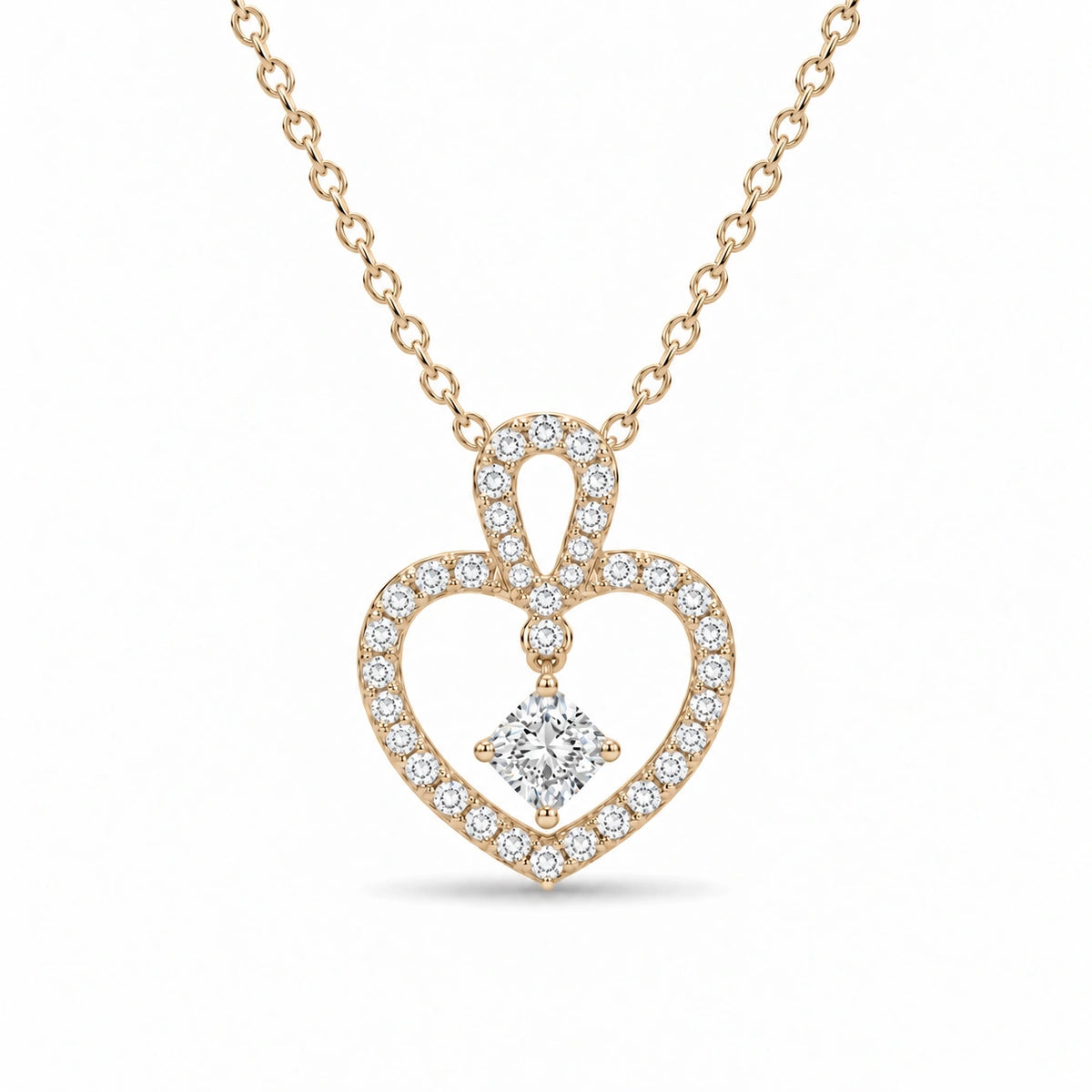Floating Lab Diamond Pavé Heart Pendant — 0.45ctw
