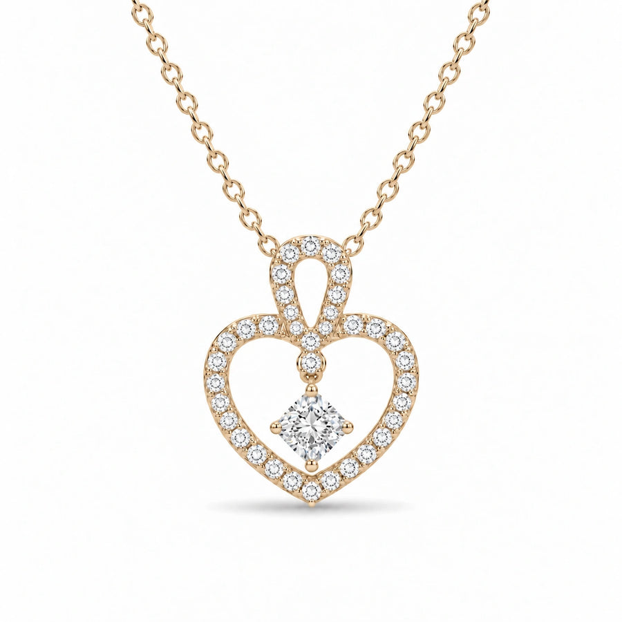 Floating Lab Diamond Pavé Heart Pendant — 0.45ctw